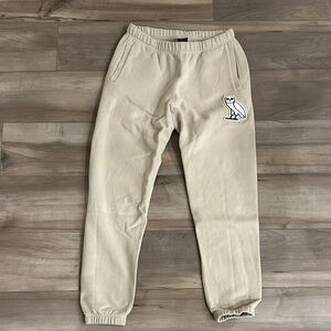 OVO Cream Joggers with Owl Emblem